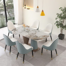 71" Pandora color sintered stone dining table with 6 pcs Chairs W509S00013