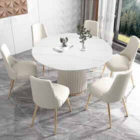 53 inch Sintered stone carrara white dining table with 6pcs Chairs W509S00046