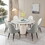 59.05"Modern Sintered stone dining table with 31.5" round turntable with 6 pcs Chairs . W509S00057