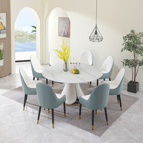 Fashion modern sinntered stone dining table with simple and multi-functional retractable dining table with 8pcs Chairs W509S00071