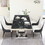 Luxury Modern Dining Table 78.7inch Black Dining Table with 6 chairs Faux Marble Dining Table Top with Titanium-Plated Dual Circle Base with 6pcs Chairs .