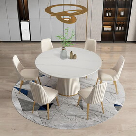 53 inch Sintered stone carrara white dining table with 6pcs Chairs W509S00080