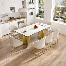 70.9inch Modern Rectangular Kitchen Table and steel table feet with 8pcs Chairs W509S00111