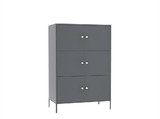 Storage Cabinet, 3-Tier Metal Office Cabinet, Multipurpose Storage Organiser Stand with 6 Doors, Gray W51932955