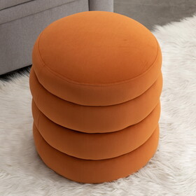 006-Soft Velvet Round Ottoman Footrest Stool,Orange W527121859