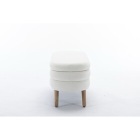 036-Velvet Fabric Storage Bench Bedroom Bench with Wood Legs for Living Room Bedroom Indoor,Ivory W527121987