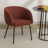 039-Set of 1 Boucle Fabric Dining Chair with Black Metal Legs,Wine Red W527138895