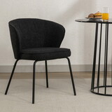 041-Set of 1 Boucle Fabric Dining Chair with Black Metal Legs,Black W527138904
