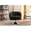 048-Chenille Fabric Accent Swivel Chair with Gold Metal Round Base, Black W527142882