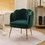 Shell Shape Velvet Fabric Armchair Accent Chair with Gold Legs for Living Room Bedroom,Dark Green W52741816