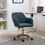 Modern Teddy Fabric Material Adjustable Height 360 Revolving Home Office Chair with Gold Metal Legs and Universal Wheel for Indoor,Green W52762363