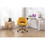 Modern Teddy Fabric Material Adjustable Height 360 Revolving Home Office Chair with Gold Metal Legs and Universal Wheel for Indoor,Yellow W52762365