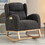 049-Teddy Fabric Rocking Chair with Packet Wood Legs,Dark Gray W527P147433