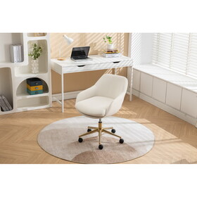046-Mesh Fabric Home Office 360&#176;Swivel Chair Adjustable Height with Gold Metal Base,Beige W527P149726