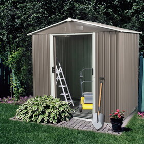 6ft x 5ft Outdoor Metal Storage Shed gray W54057418