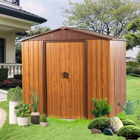 6 ft. W x 6 ft. D Metal Storage Shed Appealing horizontal siding in woodgrain with coffee trim to complement W54071035