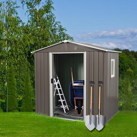 6ft x 5ft Outdoor Metal Storage Shed gray with window W54071036