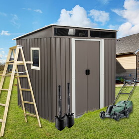 6ft x 5ft Outdoor Metal Storage Shed with window Transparent plate W54071041