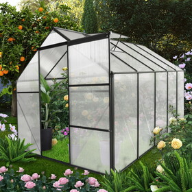6x10 FT Polycarbonate Greenhouse Raised Base and Anchor Aluminum Heavy Duty Walk-in Greenhouses for Outdoor Backyard in All Season W540S00006