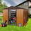 10ft x 8ft Outdoor Metal Storage Shed with Metal Floor Base,Coffee W540S00015