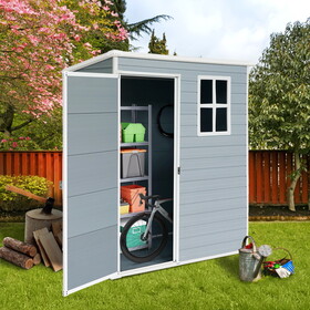 5x3ft Resin Outdoor Storage Shed Kit-Perfect to Store Patio Furniture,Grey W540S00019
