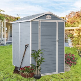 6x4ft Resin Outdoor Storage Shed Kit-Perfect to Store Patio Furniture,Grey W540S00020