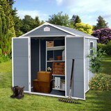 8x6ft Resin Outdoor Storage Shed Kit-Perfect to Store Patio Furniture, Black W540S00025