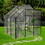 6X6FT-Black Double Door Polycarbonate Greenhouse Raised Base and Anchor Aluminum Heavy Duty Walk-in Greenhouses for Outdoor Backyard in All Season W540S00028