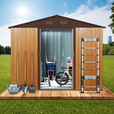6ft x 8ft Outdoor Metal Storage Shed with Floor Base,Black W540S00035
