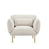 Oversized Living Room Accent Velveta Armchair Upholstered-Single Sofa Chair, Comfy Fabric Armchair with Metal Leg for Bedroom Living Room Apartment, Beige W542P147987