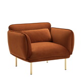 Oversized Living Room Accent Velveta Armchair Upholstered-Single Sofa Chair, Comfy Fabric Armchair with Metal Leg for Bedroom Living Room Apartment, Curry W542P147988
