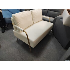 Small Sofa Seater Pet Friendly Fabric Upholstered Loveseat 2-seater Couch with Removable Back Cushion and Metal Leg, Modern Couches for Small Spaces Living Room, Bedroom, Apartment, Beige W542P150102