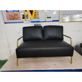 Small Sofa Seater Pet Friendly Fabric Upholstered Loveseat 2-seater Couch with Removable Back Cushion and Metal Leg, Modern Couches for Small Spaces Living Room, Bedroom, Apartment, Black W542P150103