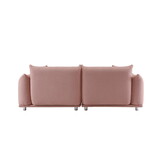 Oversized Loveseat Sofa for Living Room, Sherpa Sofa with Metal Legs, 3 Seater Sofa, Solid Wood Frame Couch with 2 Pillows, for Apartment Office Living Room - PINK W542S00016
