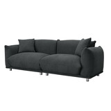 Oversized Loveseat Sofa for Living Room, Sherpa Sofa with Metal Legs, 3 Seater Sofa, Solid Wood Frame Couch with 2 Pillows, for Apartment Office Living Room - Black W542S00023