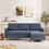 Adjustable L-Shaped Sofa Bed with Chaise Blue-grey, Upholstered Fabric Sleeper Sectional Sofa with Chaise Modern Craftsmanship Fashion Sofa Set, Apartment Living Room Sofa with for Small Space