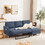 Adjustable L-Shaped Sofa Bed with Chaise Blue-grey, Upholstered Fabric Sleeper Sectional Sofa with Chaise Modern Craftsmanship Fashion Sofa Set, Apartment Living Room Sofa with for Small Space