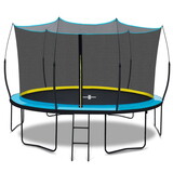 YC 14FT Recreational Trampolines with Enclosure for Kids and Adults with Patented Fiberglass Curved Poles Pumpkin-Blue W550107407
