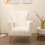 Velvet Accent Chair, Wingback Arm Chair with Gold Legs, Upholstered Single Sofa for Living Room Bedroom, White W56140037