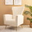 Velvet Accent Chair, Wingback Arm Chair with Gold Legs, Upholstered Single Sofa for Living Room Bedroom, White W56140037