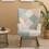 Accent Rocking Chair, Mid Century Fabric Rocker Chair with Wood Legs and Patchwork Linen for Livingroom Bedroom W56141236