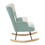 Accent Rocking Chair, Mid Century Fabric Rocker Chair with Wood Legs and Patchwork Linen for Livingroom Bedroom W56141236