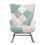 Accent Rocking Chair, Mid Century Fabric Rocker Chair with Wood Legs and Patchwork Linen for Livingroom Bedroom W56141236