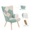 Accent Chair with Ottoman, Living Room Chair and Ottoman Set, Comfy Side Armchair for Bedroom, Creative Splicing Cloth Surface W56141241