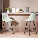 Counter Stools,Set of 2 Bar Stools with Back and Footrest, Modern Metal Counter Height Barstools for Kitchen Home Bar,25.5