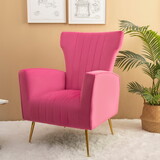 Velvet Accent Chair, Wingback Arm Chair with Gold Legs, Upholstered Single Sofa for Living Room Bedroom W561P188669