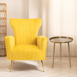 Velvet Accent Chair, Wingback Arm Chair with Gold Legs, Upholstered Single Sofa for Living Room Bedroom W561P188671