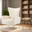 Velvet Accent Chair with table, Wingback Arm Chair with Gold Legs, Upholstered Single Sofa for Living Room Bedroom, White W561P188676