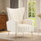 Velvet Accent Chair with table, Wingback Arm Chair with Gold Legs, Upholstered Single Sofa for Living Room Bedroom, White W561P188676