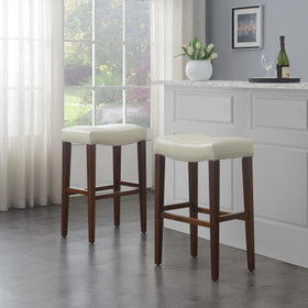 White Leather Barstool 2 pcs Set - 30 inch Seater Height W57041303